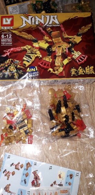 Lắp ráp 1 hộp LegoNinja Rồng Vàng 68070 có trên 90 chi tiết bằng nhựa ABS