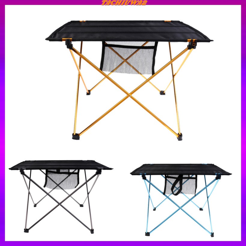 [Tachiuwa2] Bàn Xếp Di Động Bằng Hợp Kim Nhôm Với Túi Lưới Đa Năng Cho Hoạt Động Ngoài Trời / Lễ Hội / BBQ