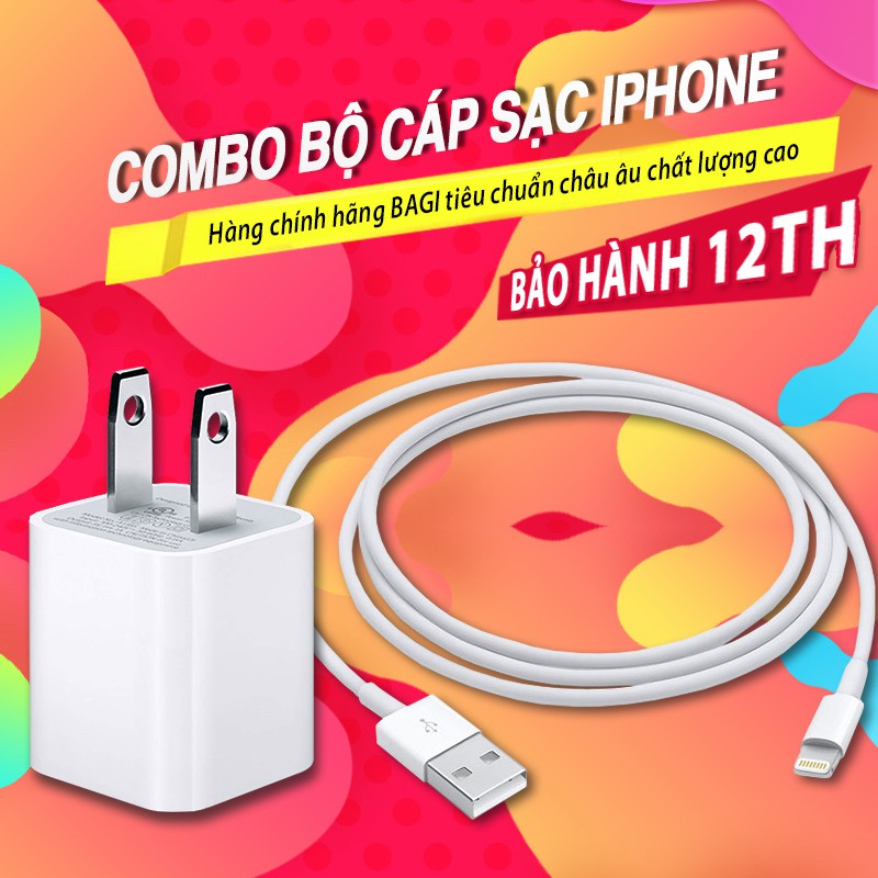 Sạc cáp iPhone chính hãng Bagi củ sạc CE-I51N và dây sạc IB150