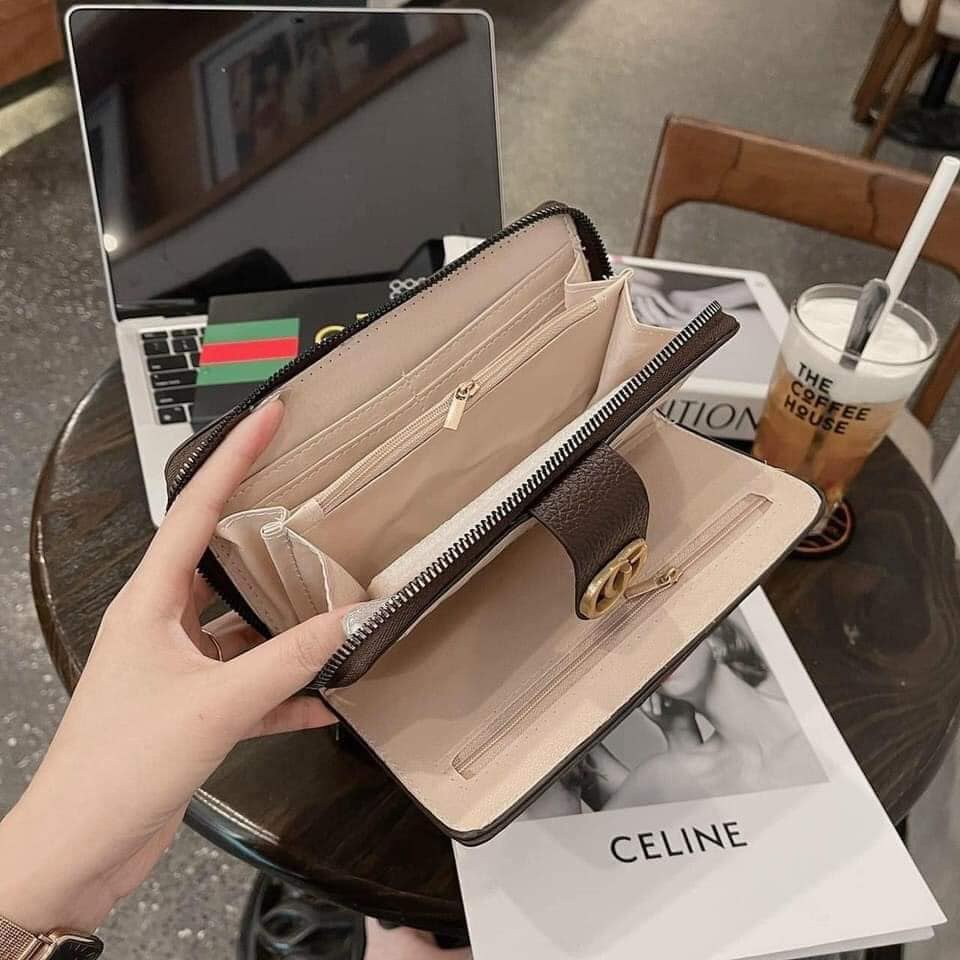 Ví nữ mimi dáng dài cầm tay cao cấp GU.CI full box bỏ túi gấp gọn nhiều ngăn khóa kéo