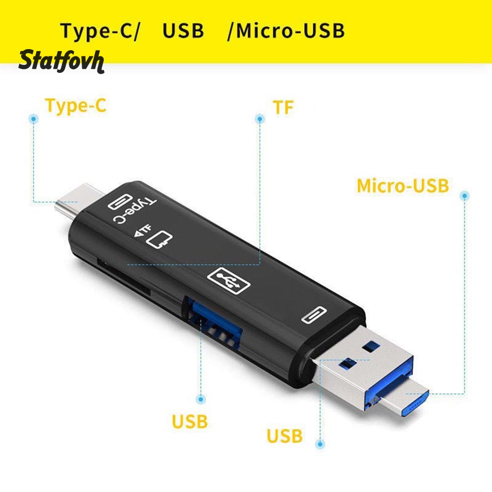 Đầu Đọc Thẻ Nhớ 5 Trong 1 Usb 3.0 Type-C Micro Otg Tf | BigBuy360 - bigbuy360.vn