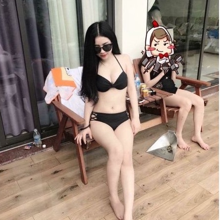 Đồ Bơi Đi Biển, Bikini 2 Mảnh, Bộ Bơi Ngực Chéo Dây Quần Cạp Thấp Màu Đen [Kèm Ảnh Thật] | BigBuy360 - bigbuy360.vn