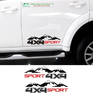 Bộ Tem 4X4 SPORT Trang Trí Xe Bán Tải, Xe Địa Hình (bộ 2 tem)