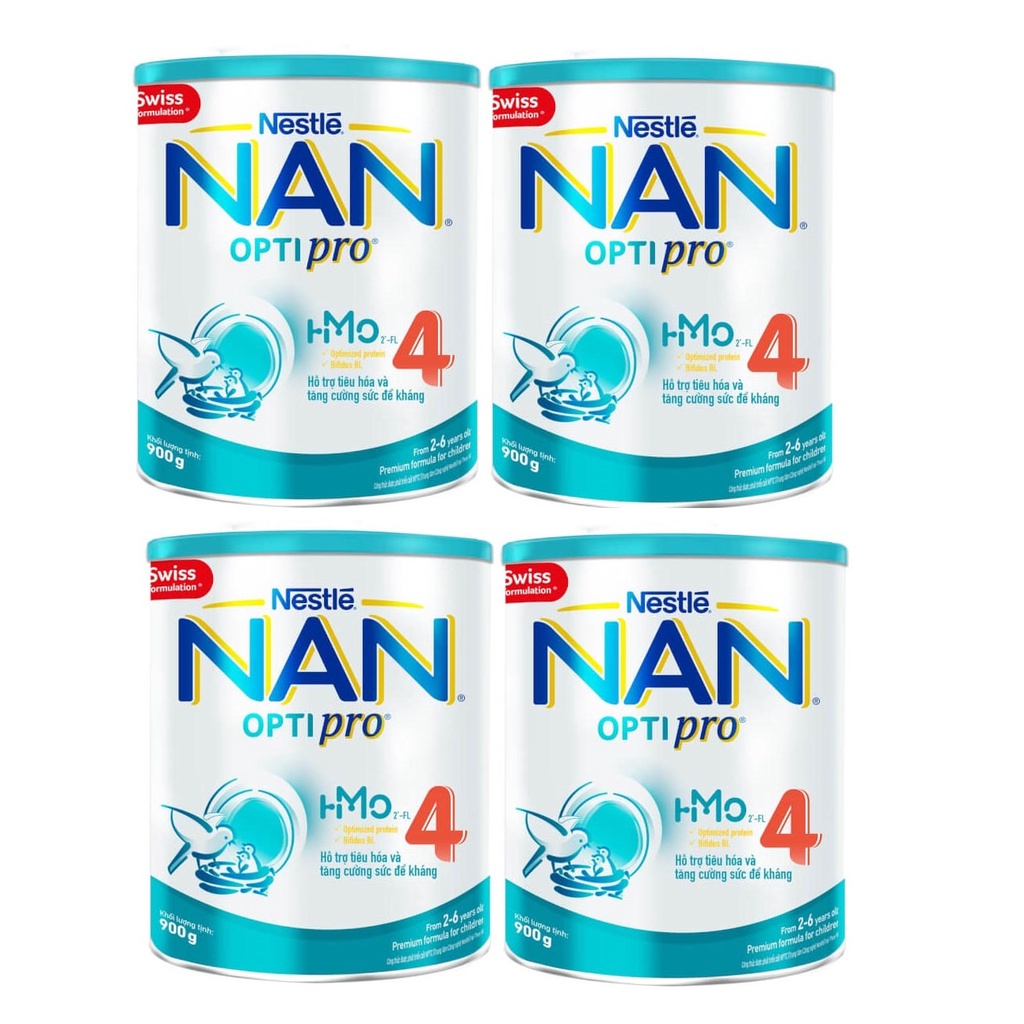 Combo 4 Hộp Sữa Nan HMO Số 4 900g (Mẫu Mới, nhập Khẩu Chính Hãng)