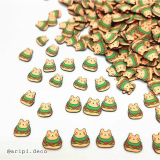 Miếng trang trí bánh hambuger gấu G46/ Cốm đất sét / Nguyên liệu slime resin trang trí