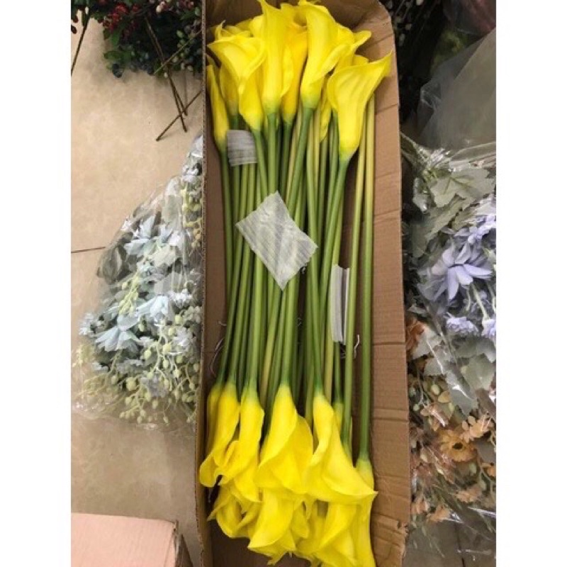 Hoa giả_hoa rum calla LiLy cao su  cao cấp cành dài 40cm siêu đẹp