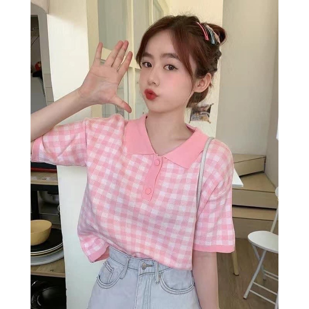 Áo Sweater Ngắn Tay Họa Tiết Sọc Caro Phong Cách Retro Hàn Quốc 2021 Cho Nữ | BigBuy360 - bigbuy360.vn