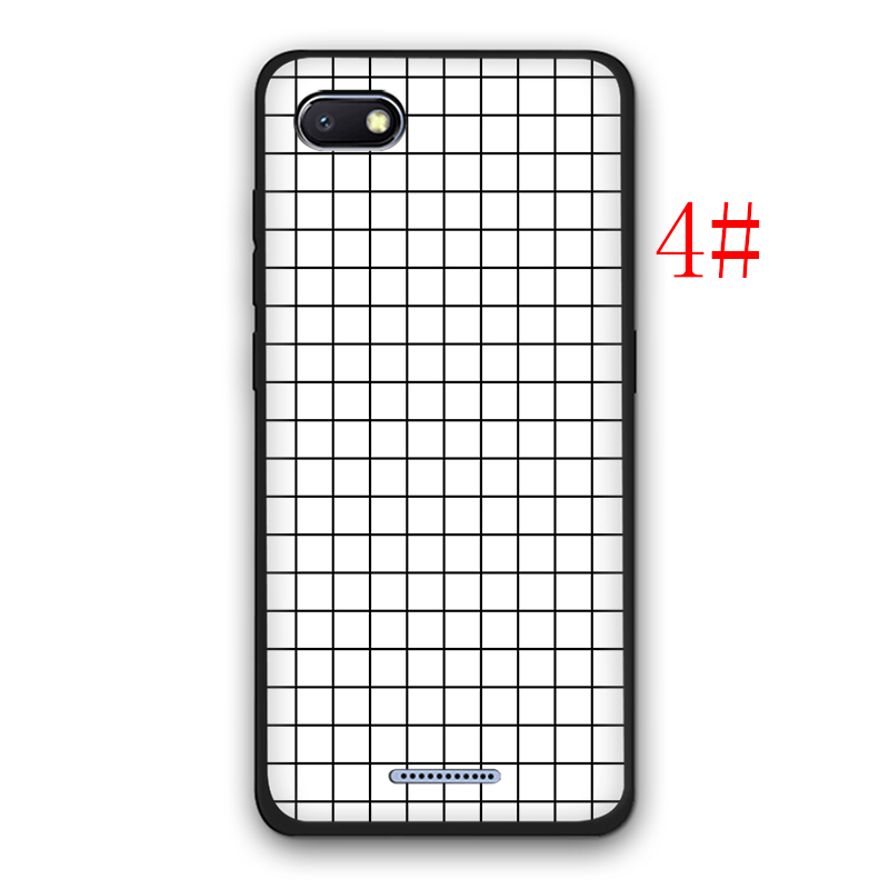 Ốp Lưng Silicone Họa Tiết Sọc Caro Trắng Đen Cho Redmi Note 5 6 7 8 9 Pro Max 8t 9s