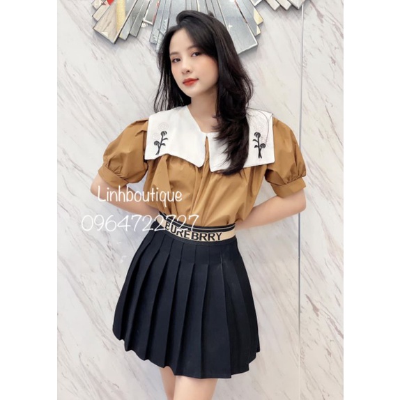 Áo babydoll cổ thêu (Hàng sẵn)