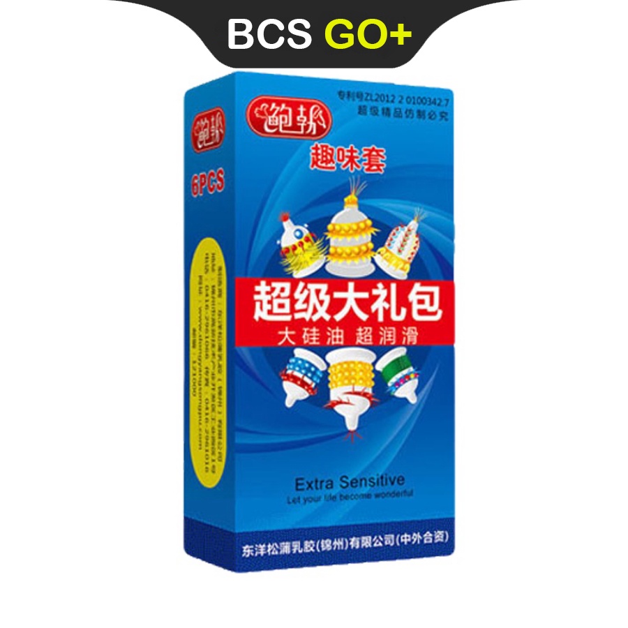 Hộp 6 cái 6 kiểu Bao cao su EXTRA SENSITIVE Đôn Gân gai vòng bi lớn kéo dài thời gian yêu