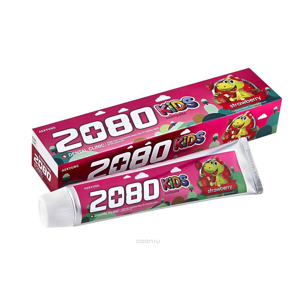 Kem Đánh Răng Hàn Quốc Ngừa Sâu Răng Cho Trẻ EM 2080 Kid's Toothpaste Hương Táo & Hương Dâu 80g