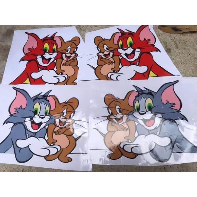 Cặp tem Tom Jerry dán trang trí xe tải, tem dán xe tải,tem Tom Jerry, tem Mèo chuột, Tem trang tri, xe con, xe ô tô