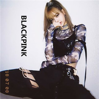 Set áo croptop dancer Lisa - Áo lưới loang dài tay - Bra kim sa đen