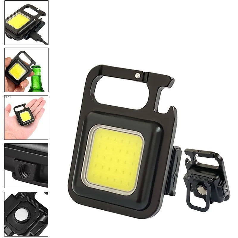 Đèn led mini COB - Đèn pin siêu sáng có móc khóa đa năng chống nước, sạc usb tiện dụng