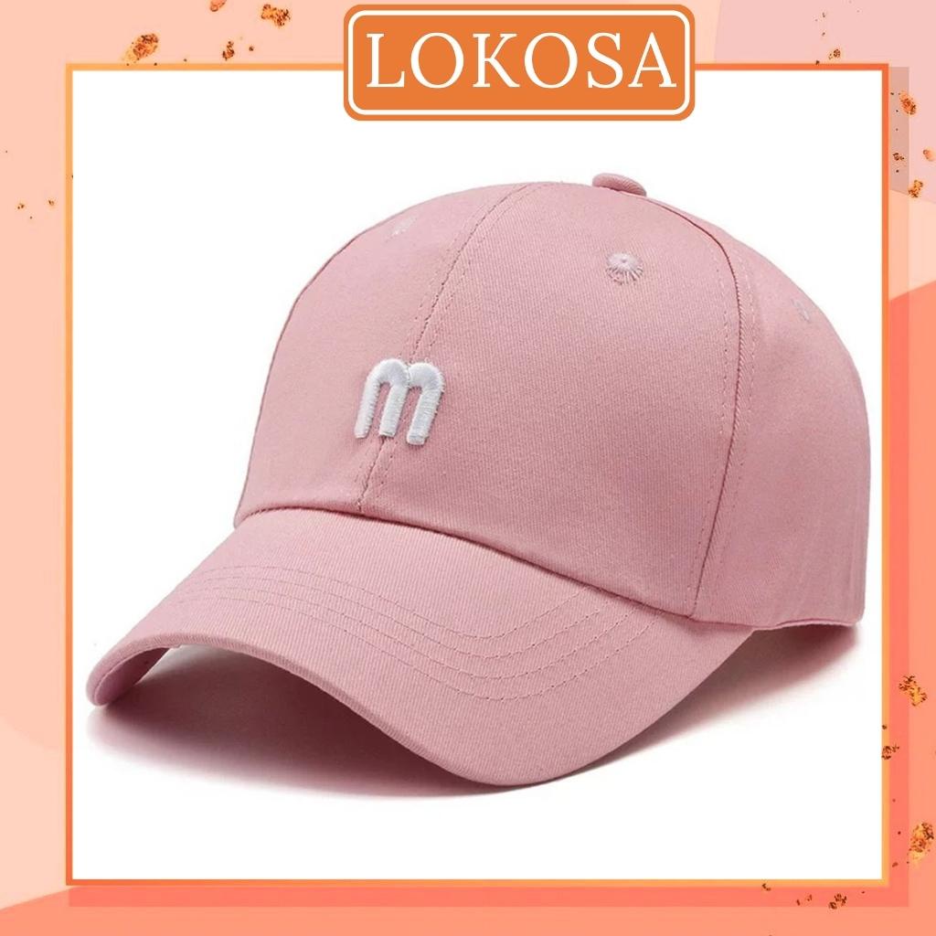 Mũ lưỡi trai M LOKOSA Nón kết nhung thêu chữ M phong cách Ulzzang nam nữ NO007
