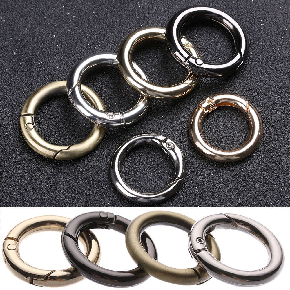 Set 2/5 móc khóa túi xách hình tròn bằng hợp kim kẽm 10/12/16/19mm màu đen chất lượng cao