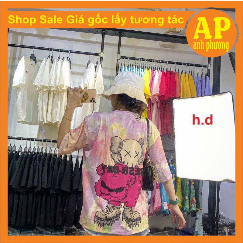 (Ảnh thật và video shop tự quay)Áo Thun loang màu Unisex Người Máy Gresh form thụng nam nữ tay lỡ❤Áo nhóm áo lớp❤