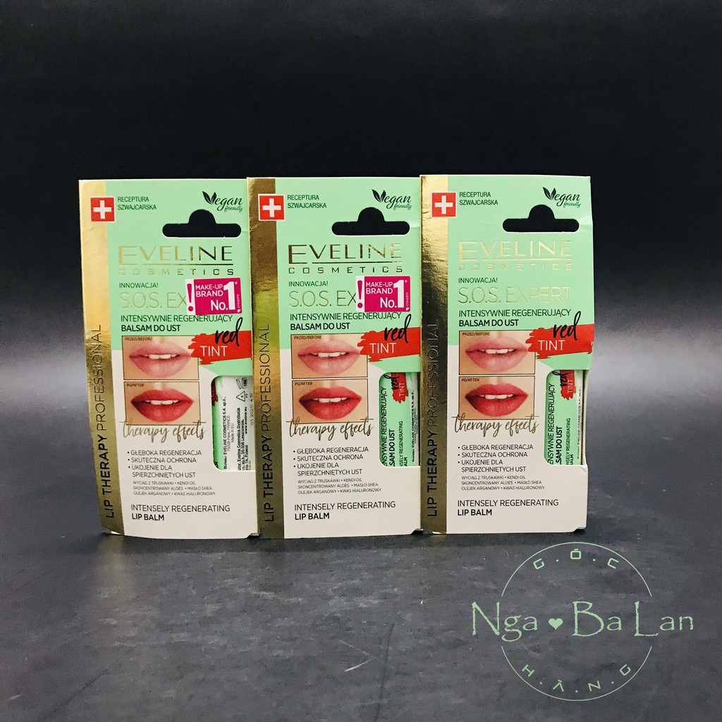 Son dưỡng môi có màu Eveline Lip Therapy - Vegan dưỡng môi căng mượt, mềm mại, giảm thâm và nhăn môi