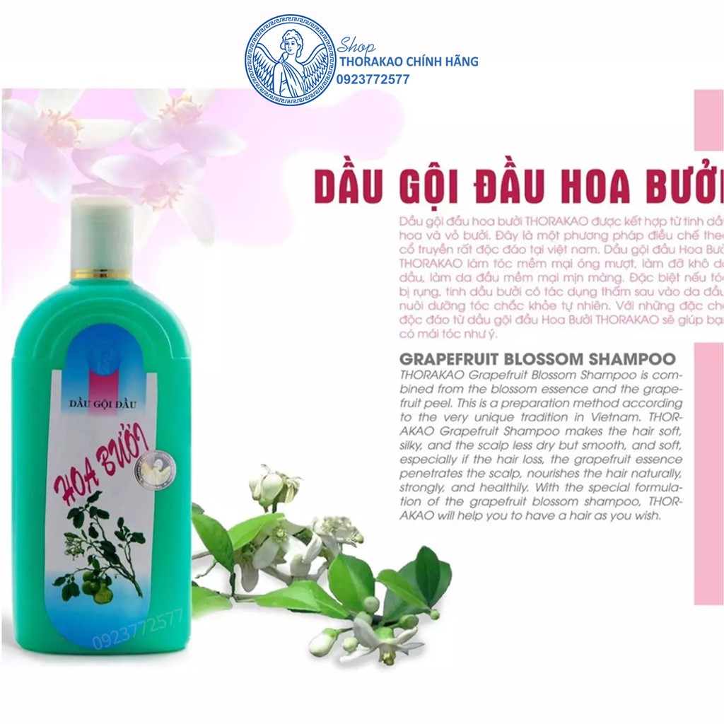 Dầu Gội Hoa Bưởi 500ml Thorakao nuôi dưỡng tóc chắc khoẻ tự nhiên, giảm rụng, kích mọc tóc