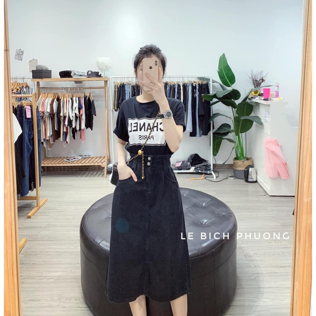 [Mã FAXANH55 giảm 10K đơn 50K] Chân váy jeans xẻ 2 màu cạp chun mã 1228+1229 ( kèm ảnh thật ) | BigBuy360 - bigbuy360.vn