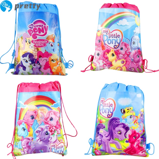 Ba lô dây rút bằng vải không dệt in họa tiết hoạt hình My Little Pony dễ thương cho bé
