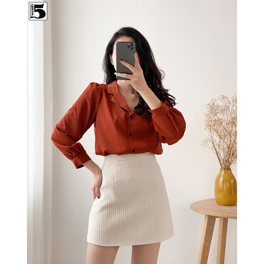 Áo sơ mi nữ công sở cổ bẻ 2 ve tay bồng Twentyfive N1069