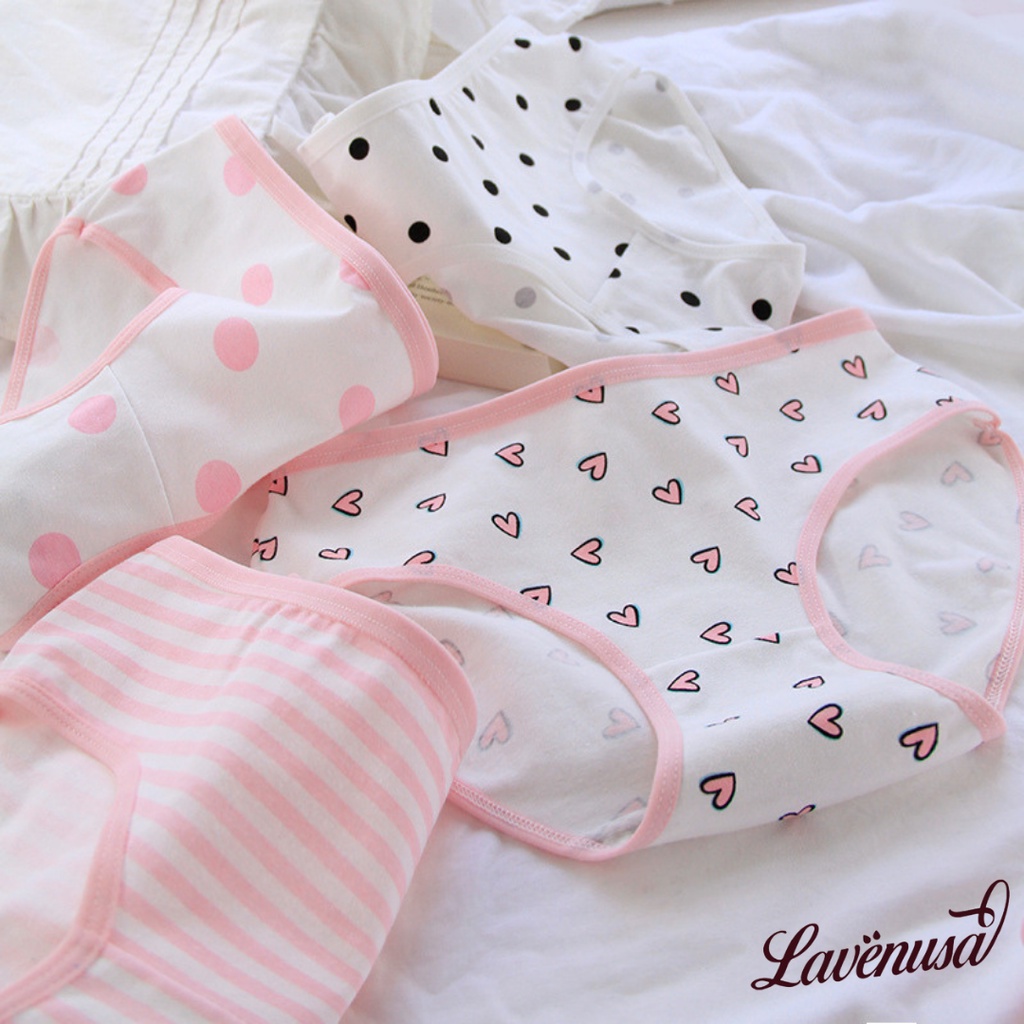 Quần lót cotton cao cấp hình trái tim đáng yêu dành cho nữ LAVENUSA QL73
