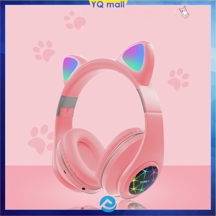 [Hàng mới về ] Tai nghe mèo bluetooth chụp tai cao cấp,giảm tiếng ồn tự động Bluetooth 5.0 LED Light Cat Ears Tai nghe Tai nghe không dây Âm thanh nổi Bass