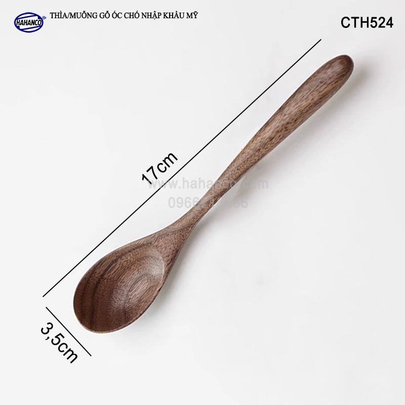 Muỗng/Thìa súp gỗ Óc Chó (17cm) decor, xúc gia vị, ăn uống siêu sạch - CTH524