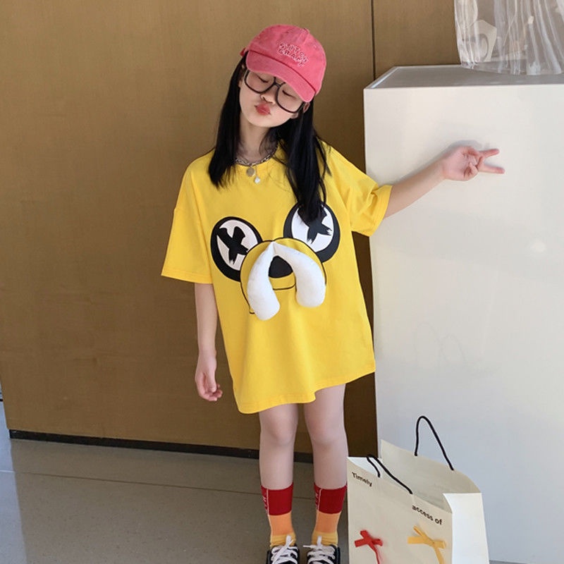 Đầm Thun Ngắn Tay Họa Tiết Hoạt Hình Thời Trang Mùa Hè Hàn Quốc 2023 Dành Cho Nữ