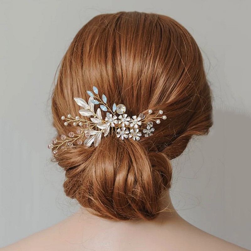 Lược Cài Tóc Hoa Đính Đá Phong Cách Cổ Điển