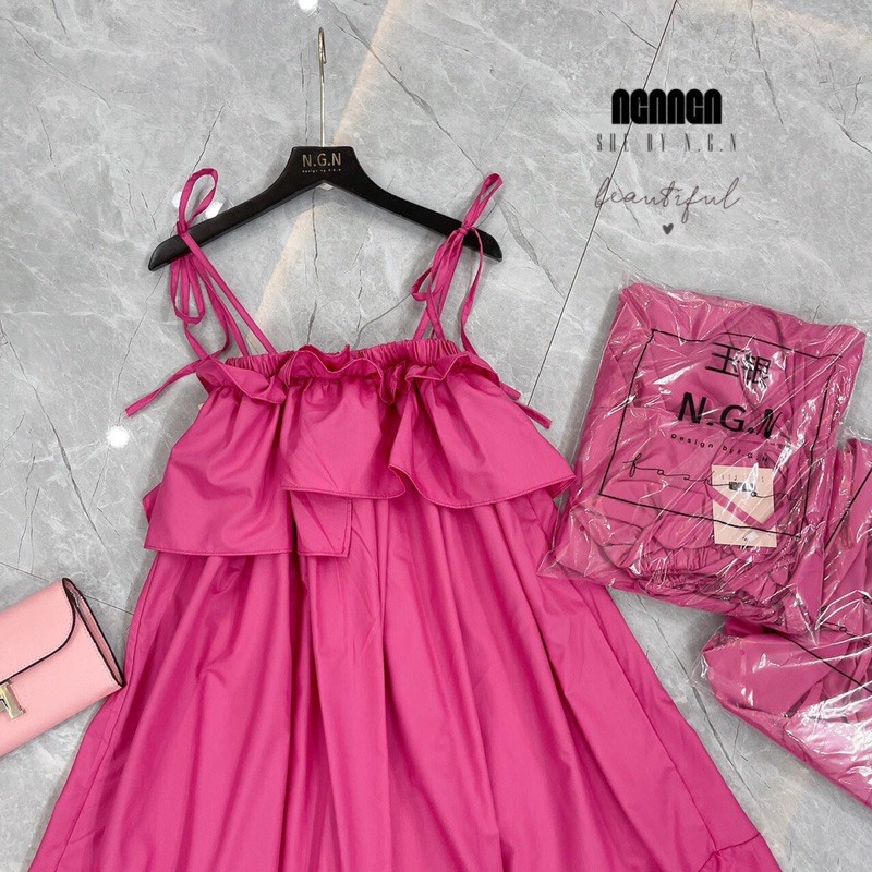 Váy maxi 2 dây hồng baby | BigBuy360 - bigbuy360.vn