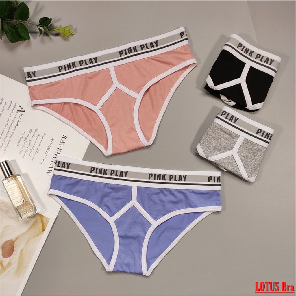 Quần lót nữ Pink Play cotton cao cấp cạp to thể thao | BigBuy360 - bigbuy360.vn