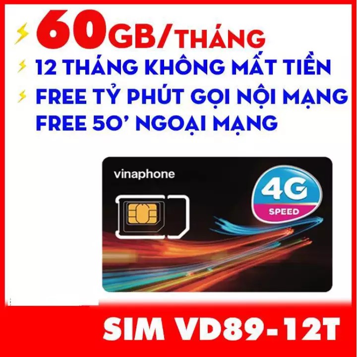 Sim 4G Vinaphone VD89 - Trọn Gói 1 Năm , Miễn Phí 2GB/NGÀY Data, nghe gọi thả ga