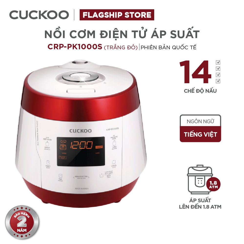 [Mã ELHADEV giảm 4% đơn 300K] Nồi cơm điện tử áp suất CUCKOO CRP-PK1000S 1,8 lít - Hàng chính hãng