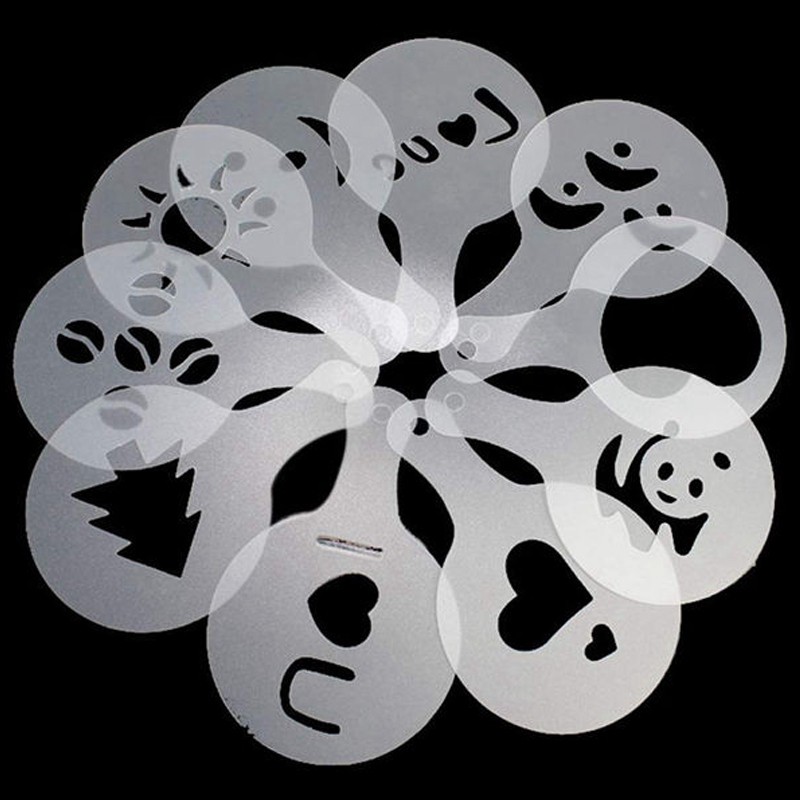 32Pcs/Set Coffee Stencils Drawing Die Tools Model for Coffeeware