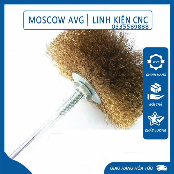 Chổi Thép Chà Nhám Gỗ Quật Gỗ Lũa Đánh Gỗ Sử Dụng Máy Khoan Cầm Tay Cán 6mm