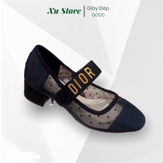 Giày dior lưới chấm bi gót 4cm . hàng qccc