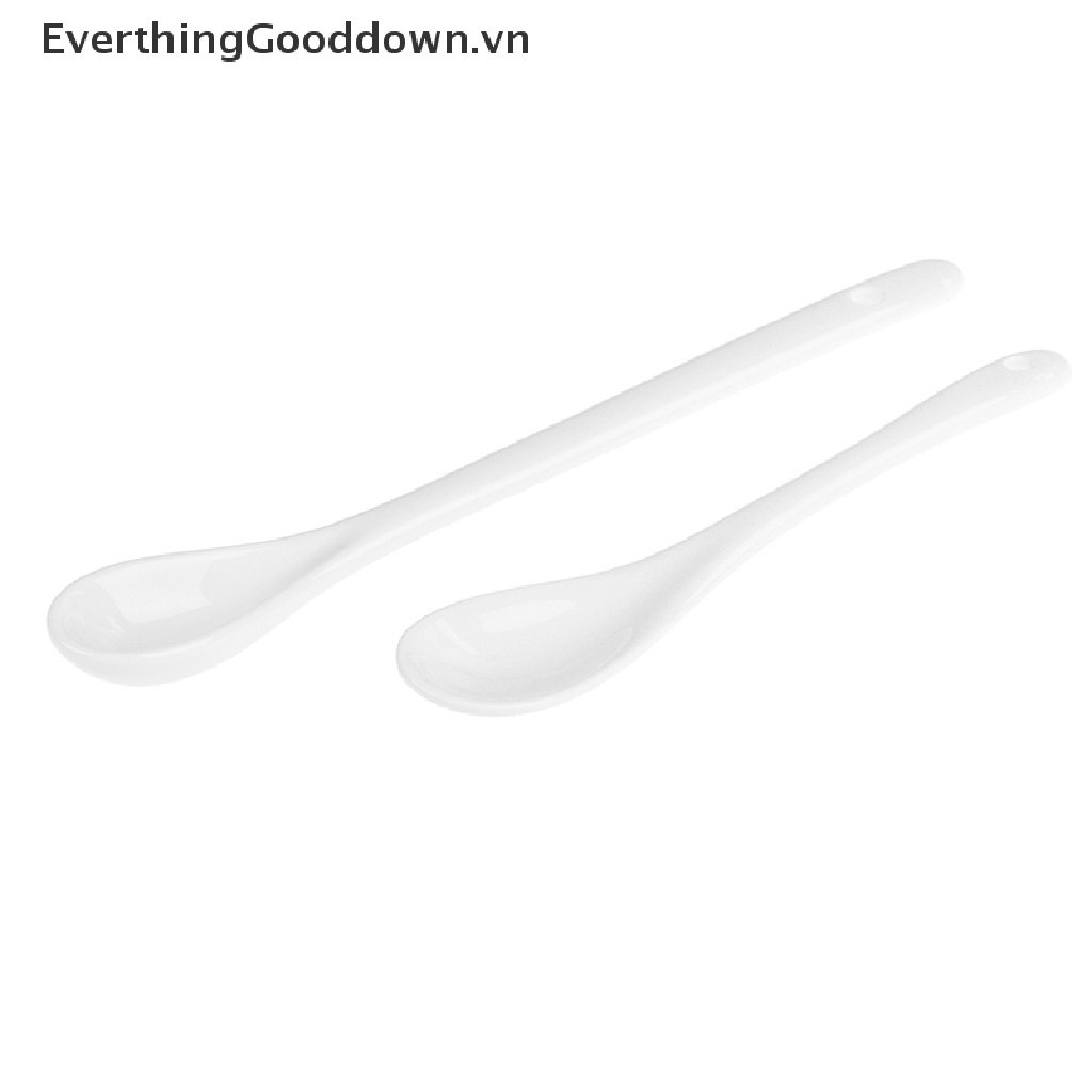 Everthinggood Muỗng Sứ Trắng Ngắn Tay Dài Ăn Súp Trà Tráng Miệng