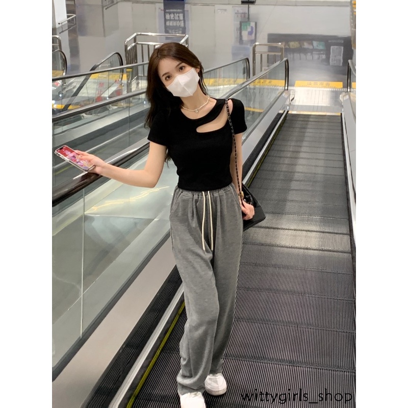 Wittygirls-áo Thun Ngắn Tay Cắt Ôm Vừa Vặn Mùa Hè Cho Nữ