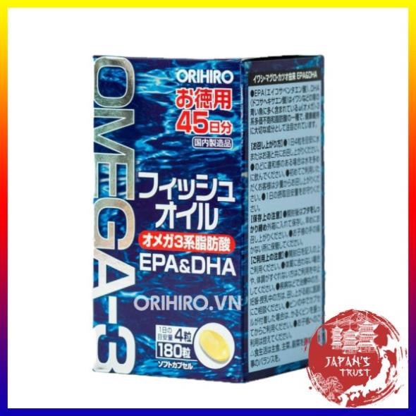 [Orihio] Viên uống dầu cá omega 3 hỗ trợ tim mạch Orihiro 180 viên - Giá tốt - Hàng chính hãng