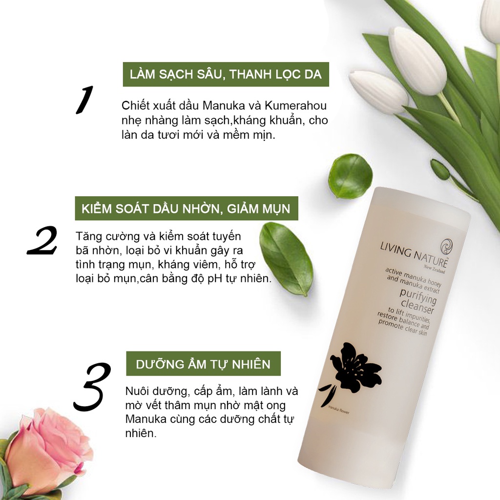 Sữa Rửa Mặt Cho Da Dầu, Dễ Nổi Mụn Living Nature Purifying Cleanser 100 ml | BigBuy360 - bigbuy360.vn