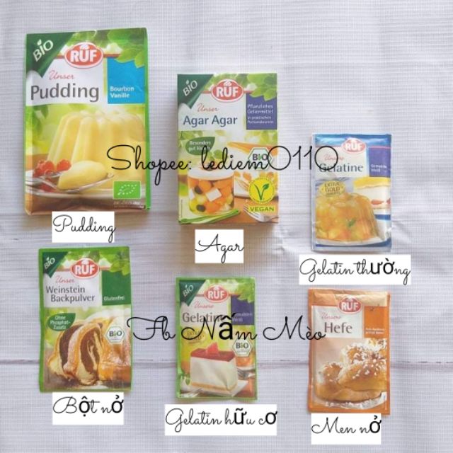 [ MẪU MỚI] Bột Gelatine hữu cơ Ruf 9g/ Các Loại Bột, Nguyên Liệu Làm Bánh, Bột nở, men nở, gelatin, agar