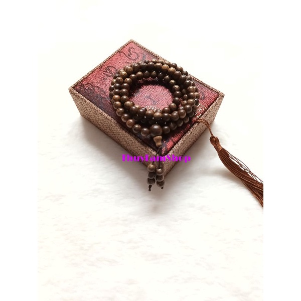 Vòng Trầm hương 108 hạt 100% thiên nhiên màu đen sánh chìm vòng cao cấp