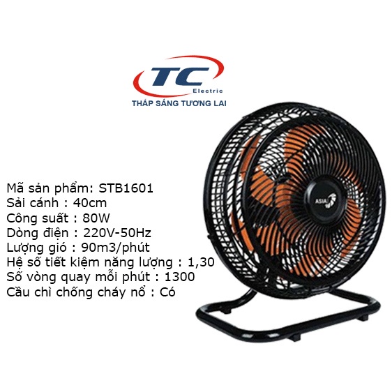 Quạt sàn Asia 80W STB1601 - Turbo Fan - Sải cánh 40cm