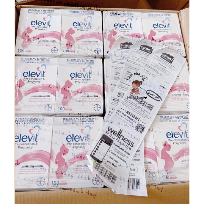 Elevit Bầu Úc (100 viên) bổ sung Vitamin cho bà bầu