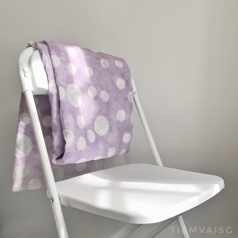 Vải chấm bi to nhỏ tím nhạt