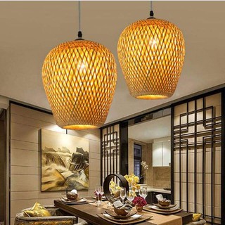 Chao đèn mây tre dáng quả bí