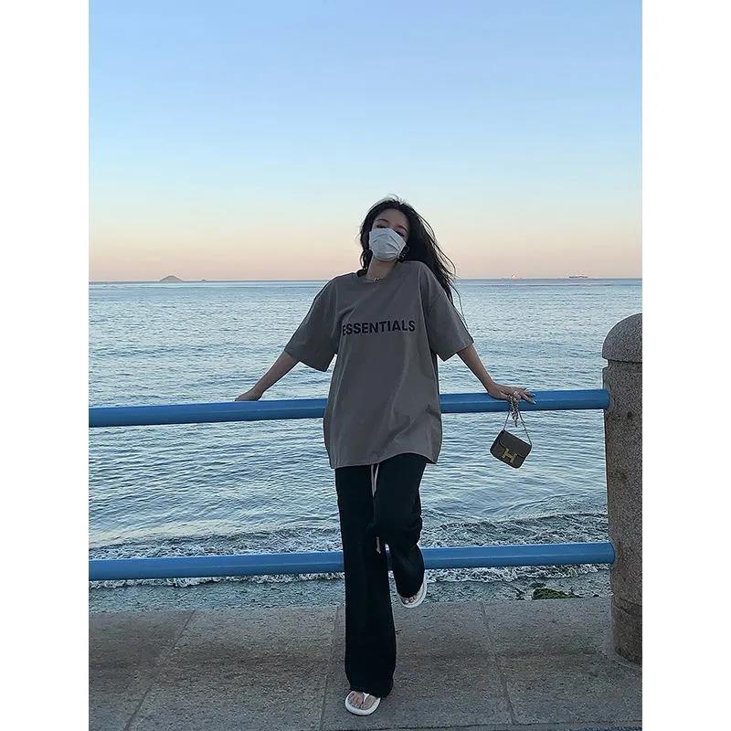 Quần ống rộng lưng cao chất liệu cotton mỏng thời trang xuân thu mới 2021