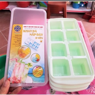 Com bo 3 khay đá có nắp đậy loại to, dùng đựng đồ ăn dặm cho bé